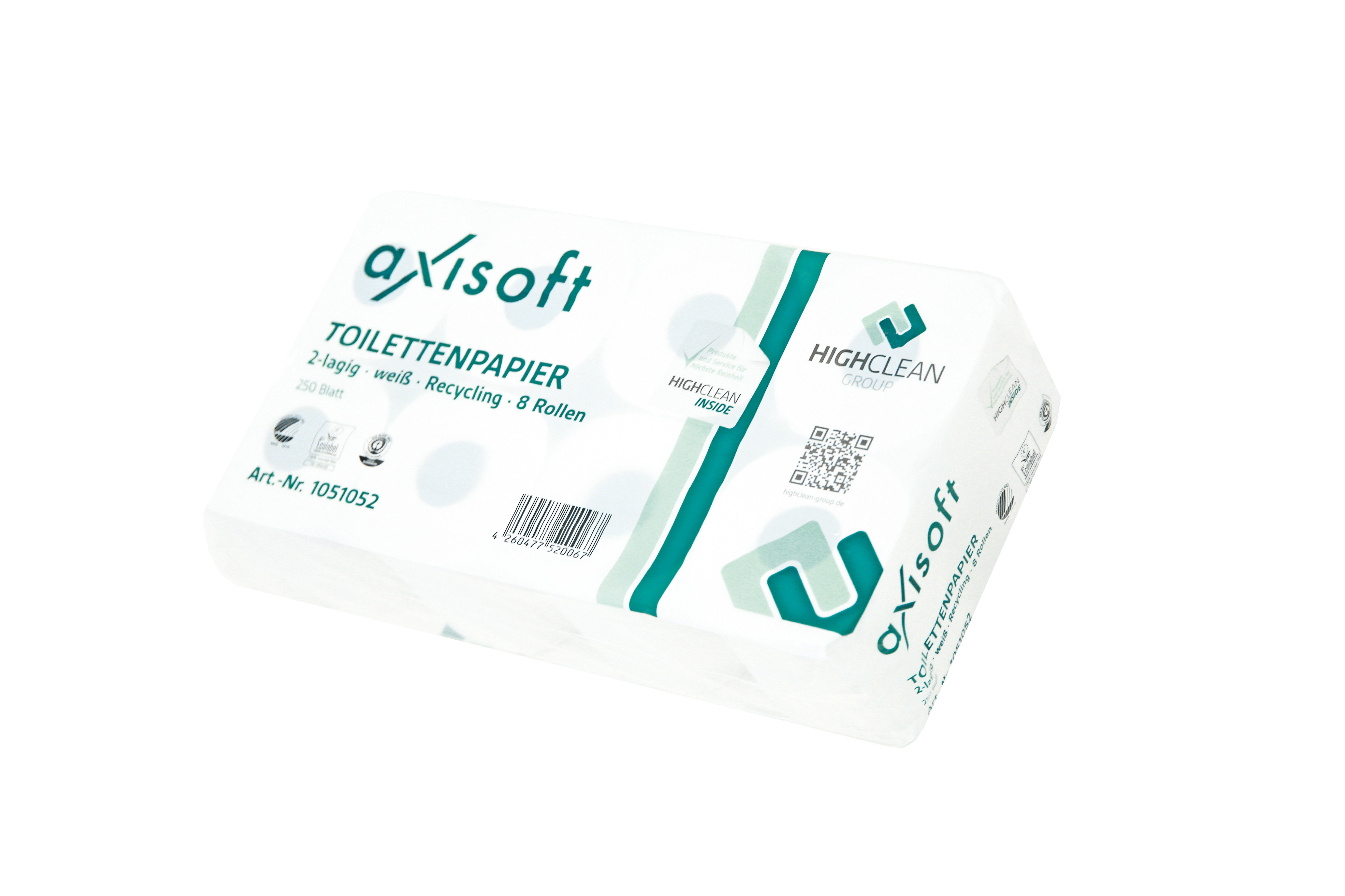 Axisoft Basic Toilettenpapier 2lag 8x8 Rollen, ,250Blatt, weiß,