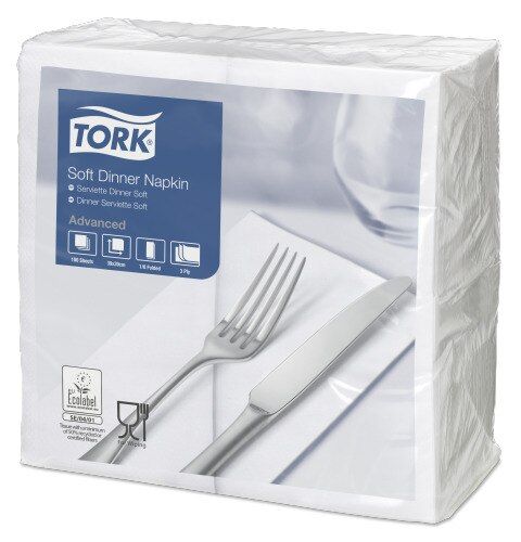 Tork DinnerNap Serviette 39x39, hw,3-lag.,1/8, 1200 Stück, Buchfalz